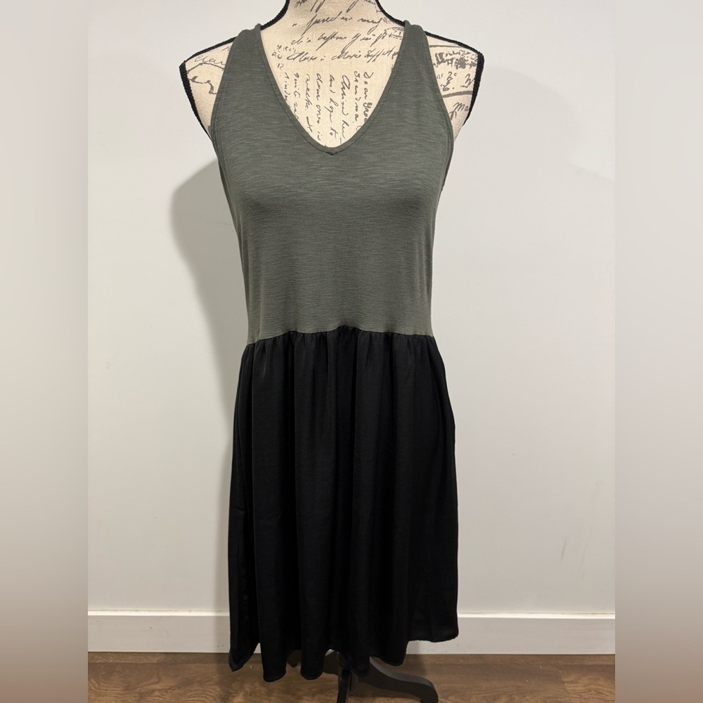Dolan Anthropologie Left Coast Sienna Tank Dress Green Black Size Small
